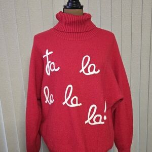 Gilli Vibrant Red Turtleneck Sweater with White Script